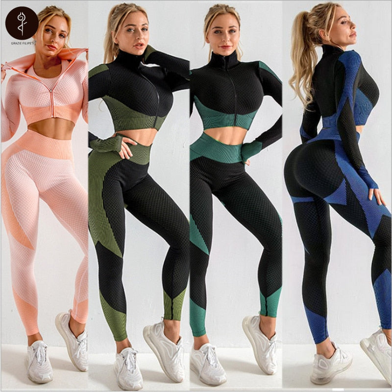Mulheres Ginásio Fitness Vestuário Seamless Yoga Set Yoga Suit